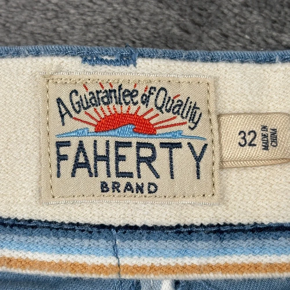 Faherty Shorts Mens 32 Blue Movement Chino Organic Cotton Stretch Refibra Casual